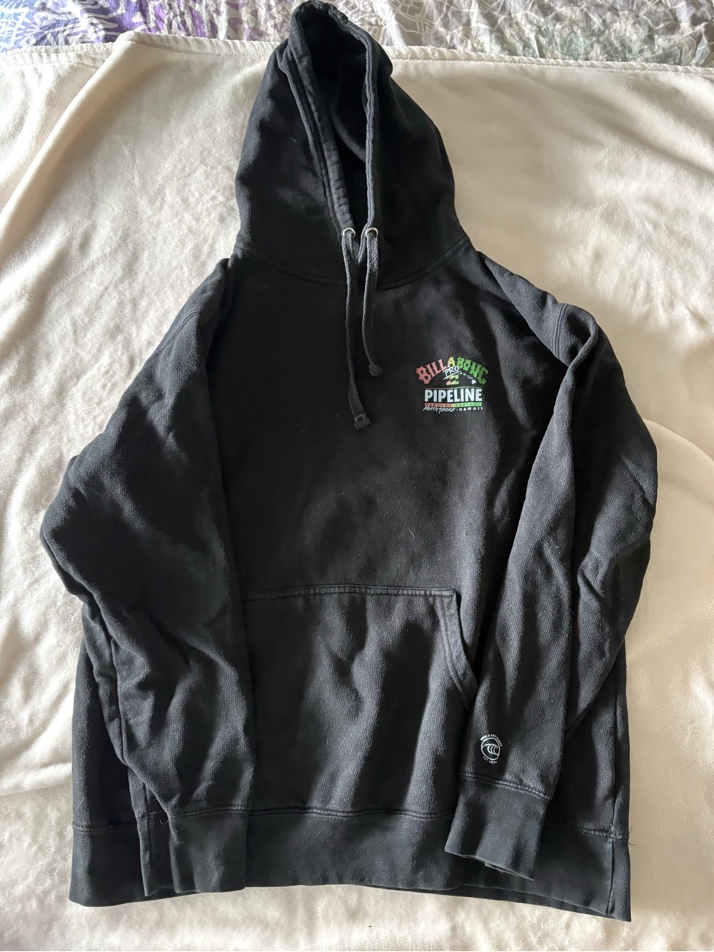 Billabong Black Crewneck Hoodie with Multicolor Pipeline Logo